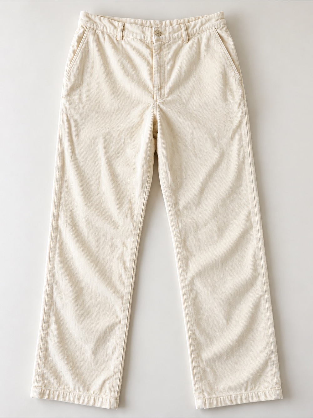Vintage 90s DKNY Men’s Ivory Corduroy Pants | 34x33 | Straight Leg